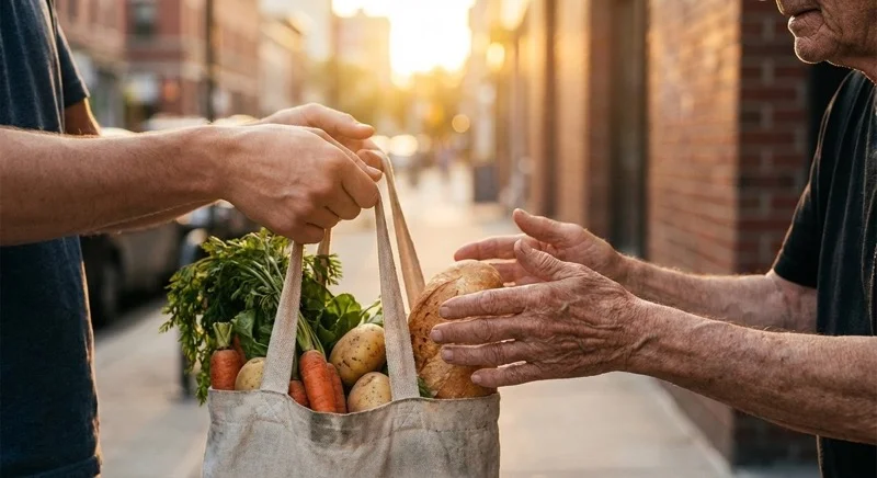 Lebensmittel werden weitergegeben